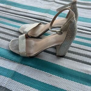 Kelly & Katie Glittering Silver Block Heels